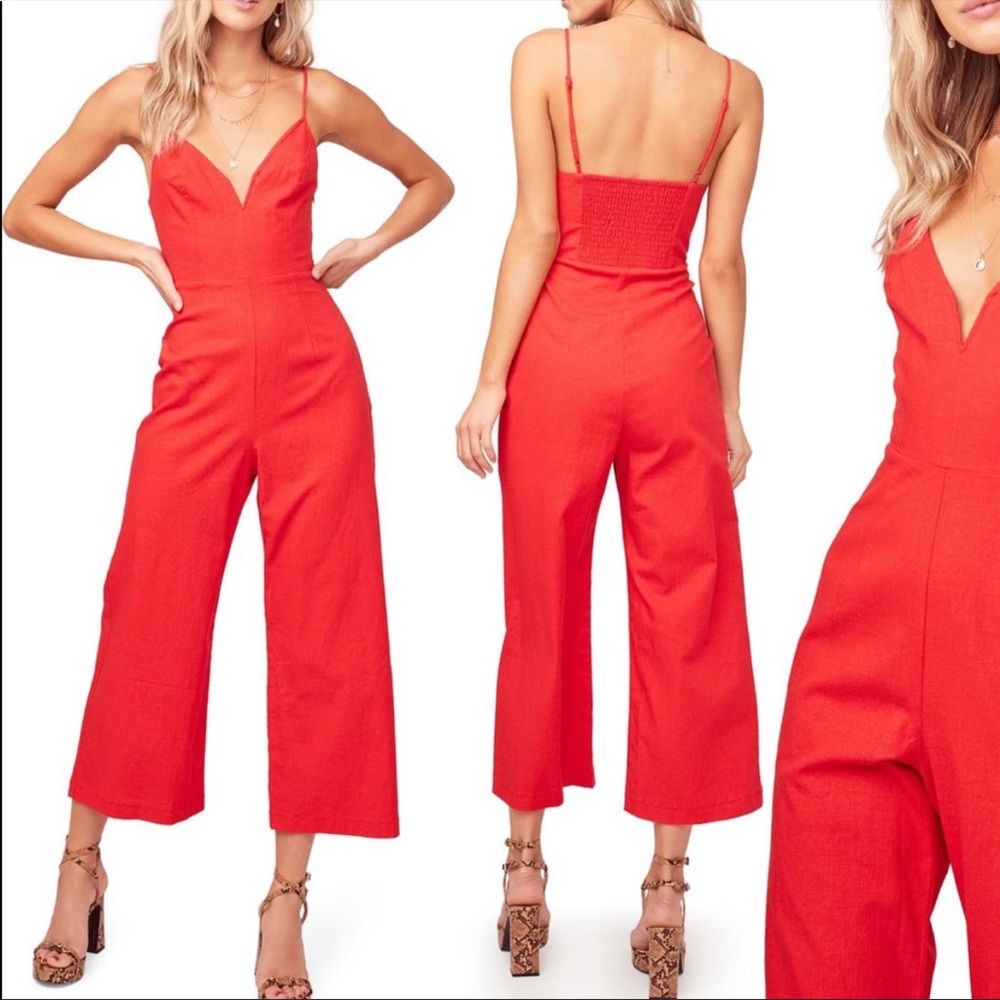 COPY - ASTR Izzy the Notch Neck Red Jumpsuit